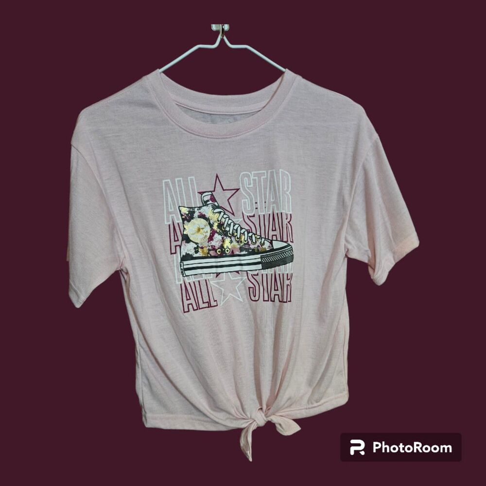 Converse‎ Girl Pink Front Tie Shirt Size L *NEW* (S38)